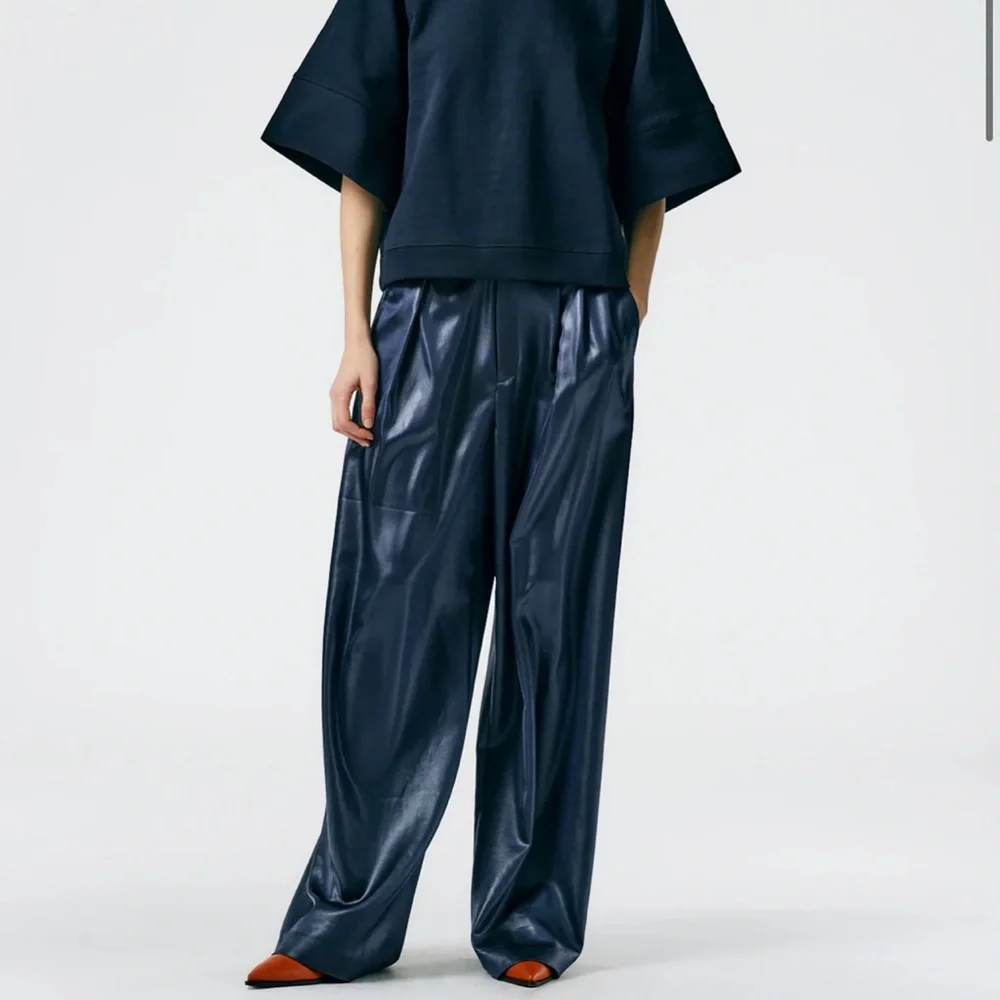 Tibi Celia Drape Stella Pant-Navy - Picture 1 of 4